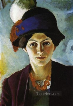  esposa Lienzo - Retrato de la esposa del artista Elisabeth con sombrero Fraudes Kunstlersmi August Macke